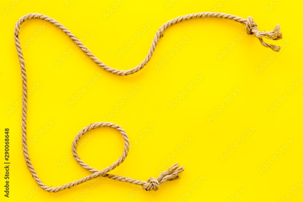 isolated rope mockup on yellow background top view