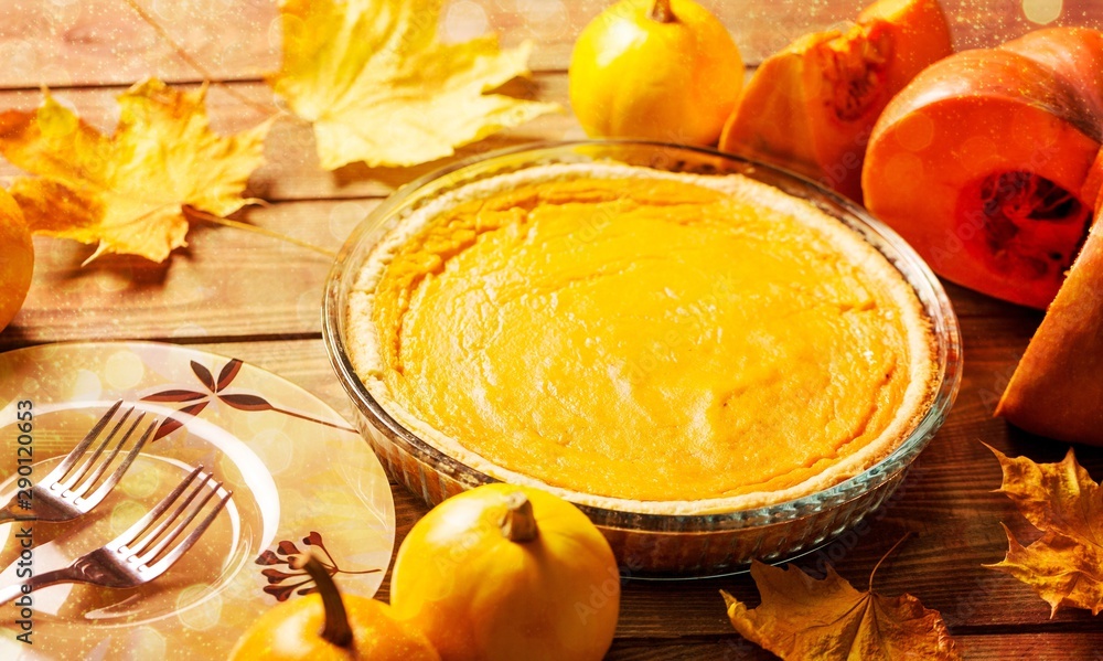 Homemade tasty  Pie  on  table