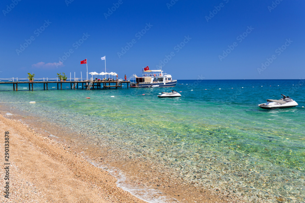 Blue lagoon of the beach on Turkish Riviera near Tekirova