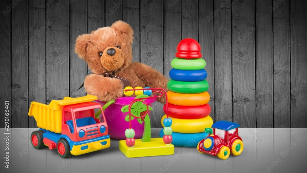 Toys collection isolated on  background