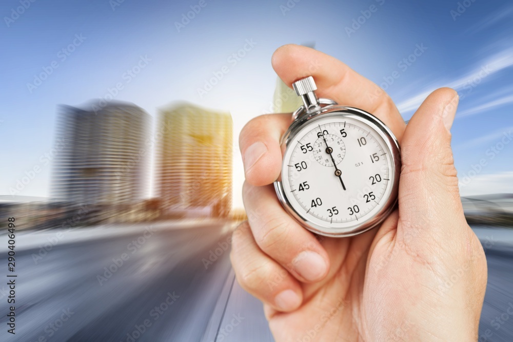 Close-up Stopwatch in Human Hand, Timer