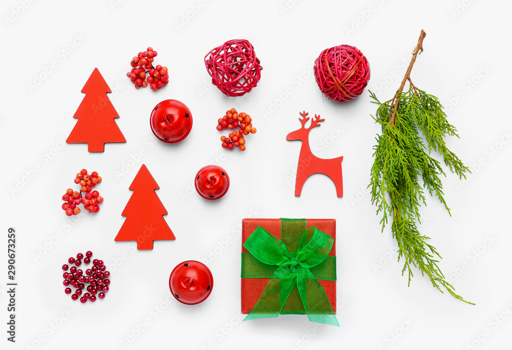 Beautiful Christmas composition on white background