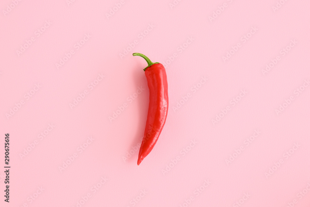 Red chili pepper on color background