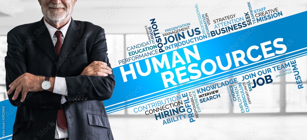 Human Resources Recruitment and People Networking Concept. Modern graphic interface showing professi