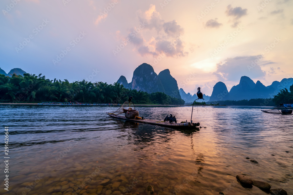 The Beautiful Landscape of Lijiang River in Yangshuo, Guilin