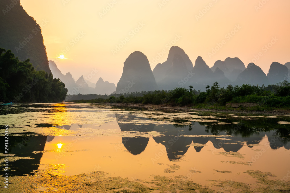 The Beautiful Landscape of Lijiang River in Yangshuo, Guilin