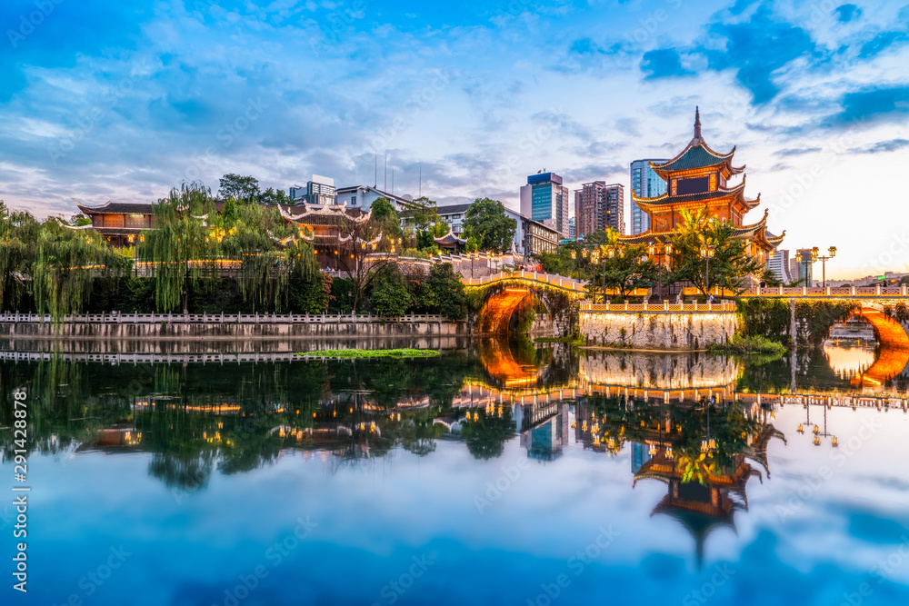 Night View of Ancient Bridges in Guiyang, Guangxi