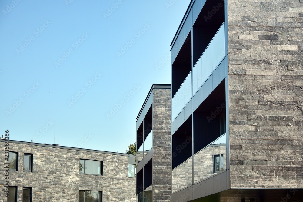 Abstract fragment of contemporary architecture. Residential modern building