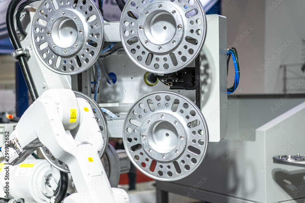 robot arm working in car factory