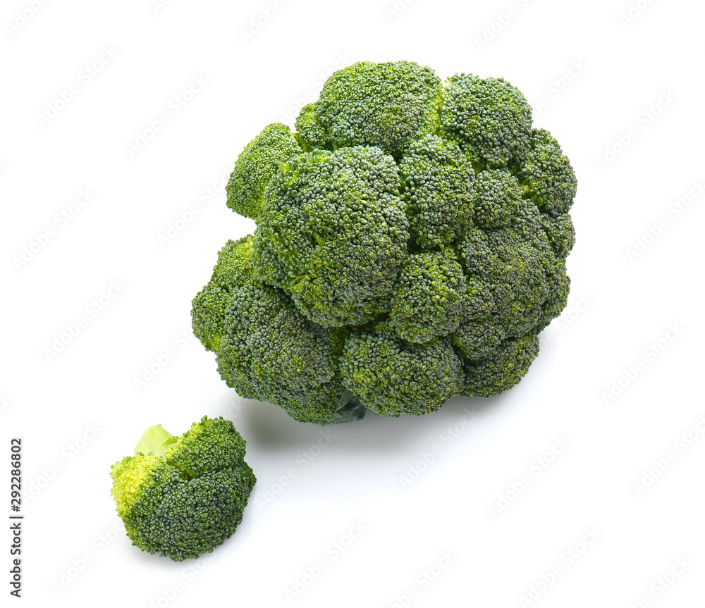 Fresh broccoli cabbage on white background