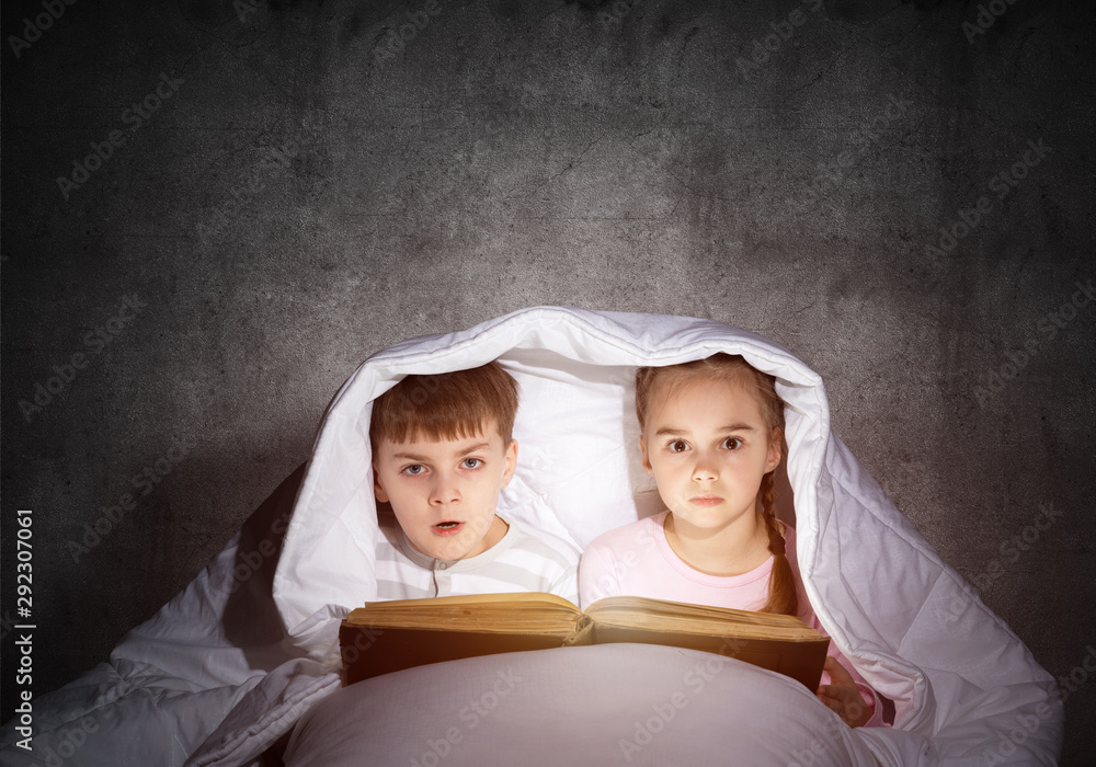 Frightened girl and boy looking at each other