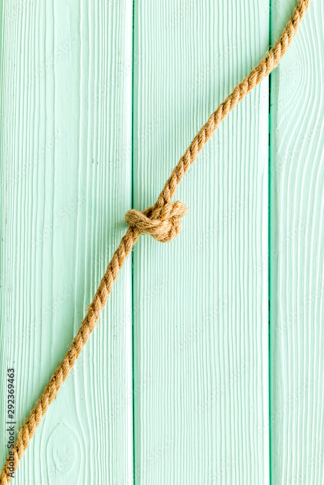 isolated rope mockup on mint green wooden background top view