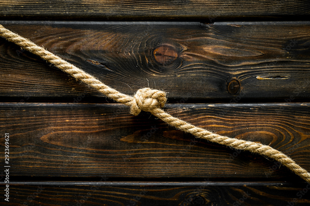 isolated rope mockup on wooden background top view