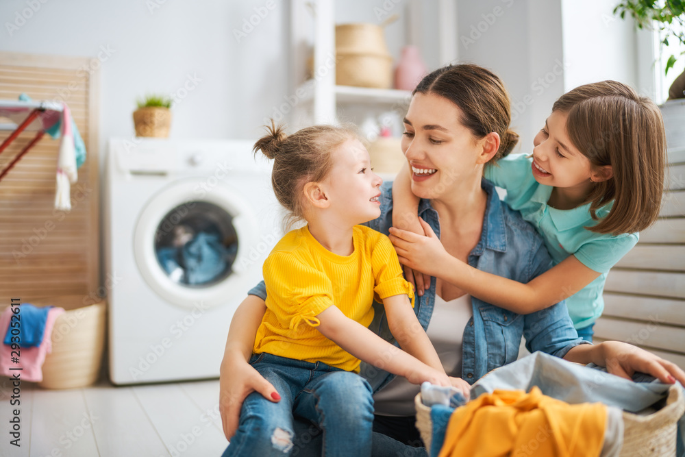 family doing laundry