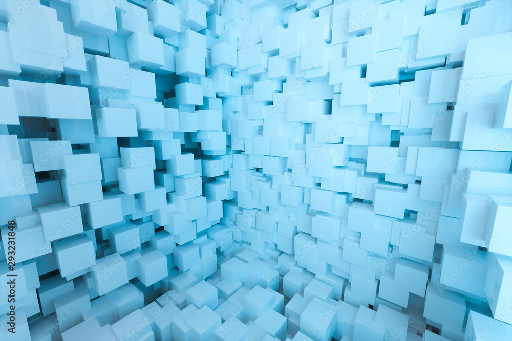 The room made of cubes, in three-dimensional space, 3d rendering.