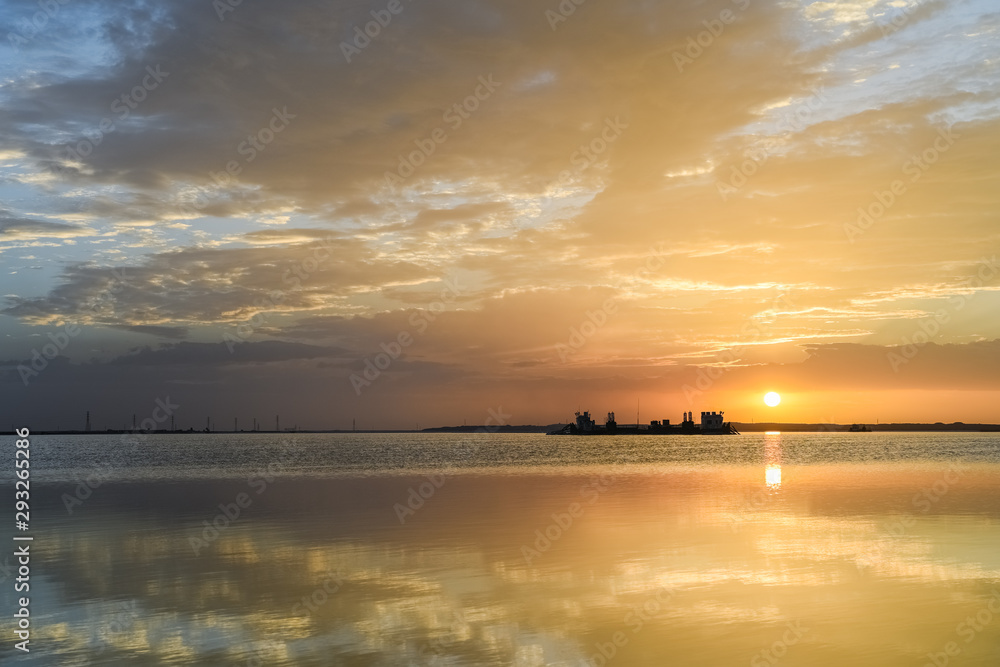 salt lake in sunset