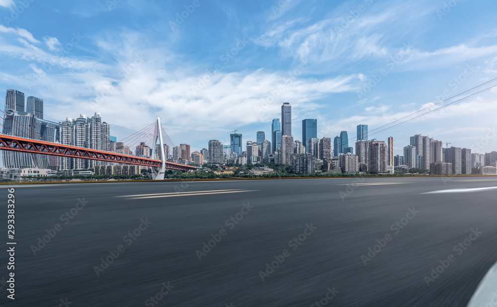 Skyline of urban roads and urban buildings