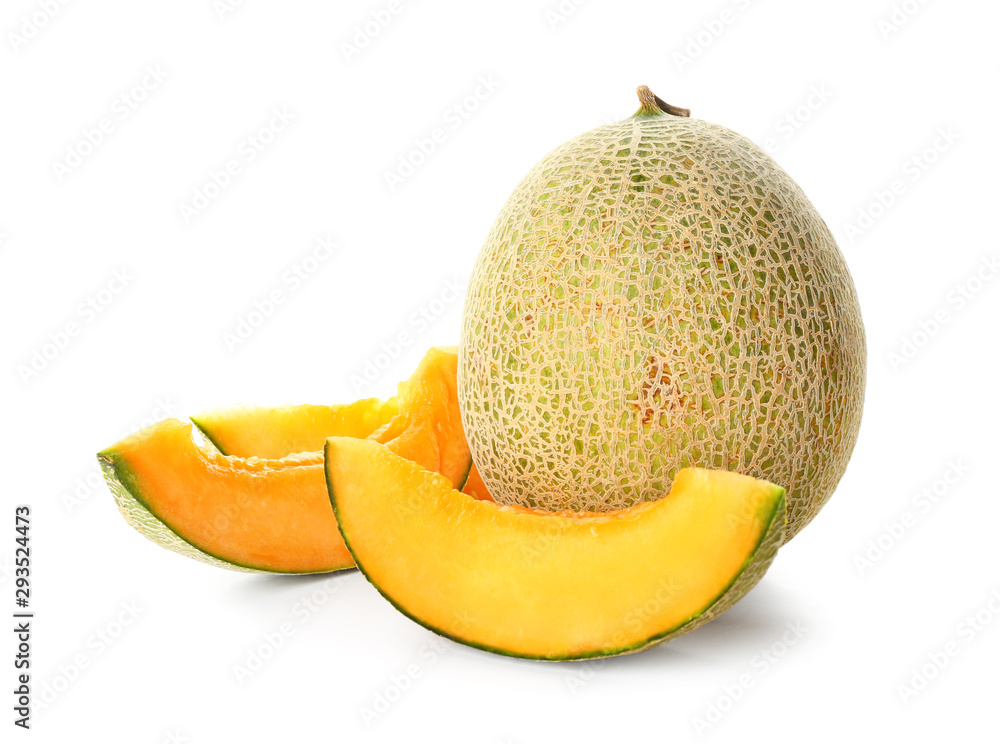 Sweet ripe melon on white background