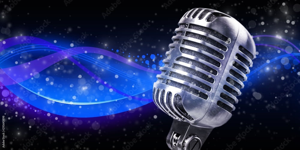 Retro style microphone on  background