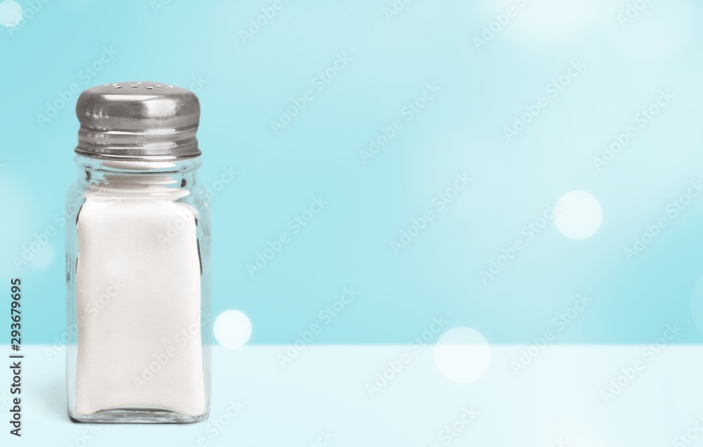 The salt bottle on white background