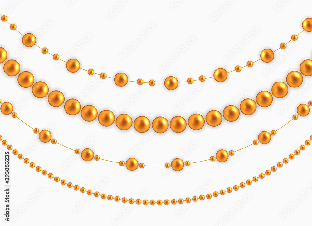 String garlands with balls , isolated on white background. Vector Illustration