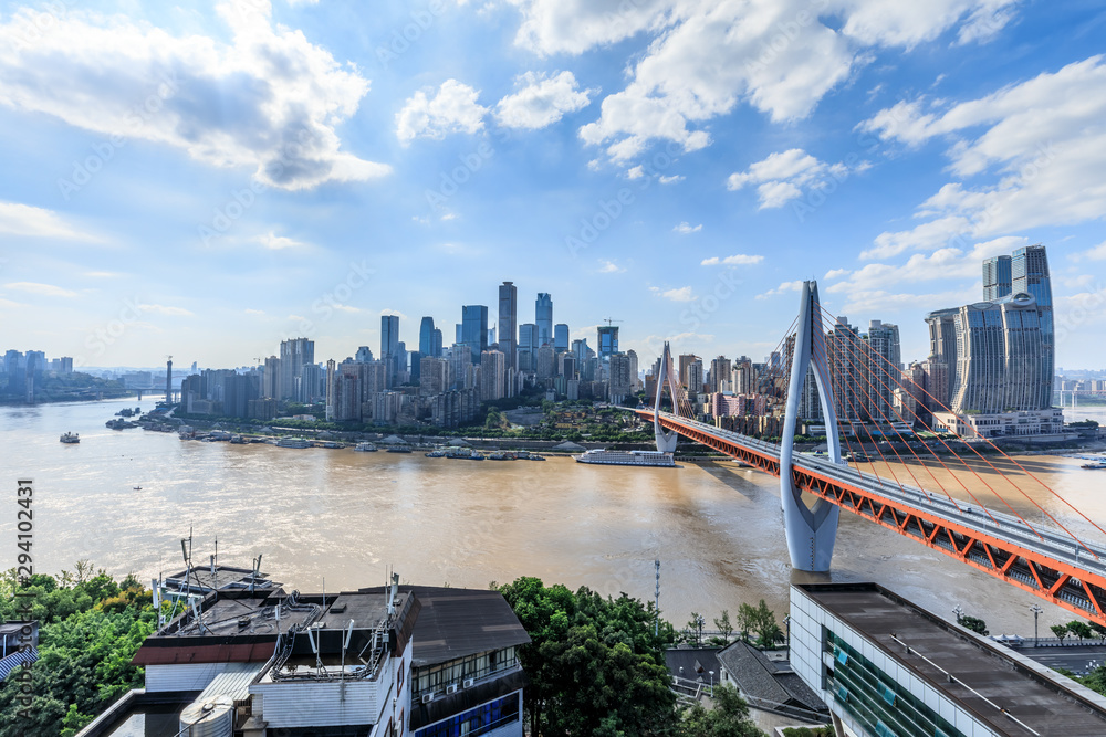 现代大都市天际线，中国重庆，重庆全景。