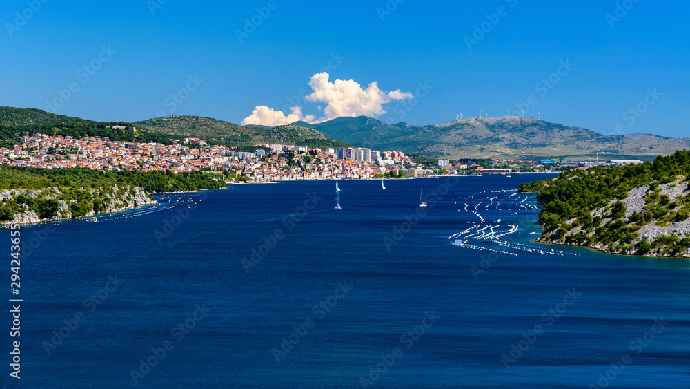 the mouth of the river Krka, a view of Sibenik from the Šibenski Most