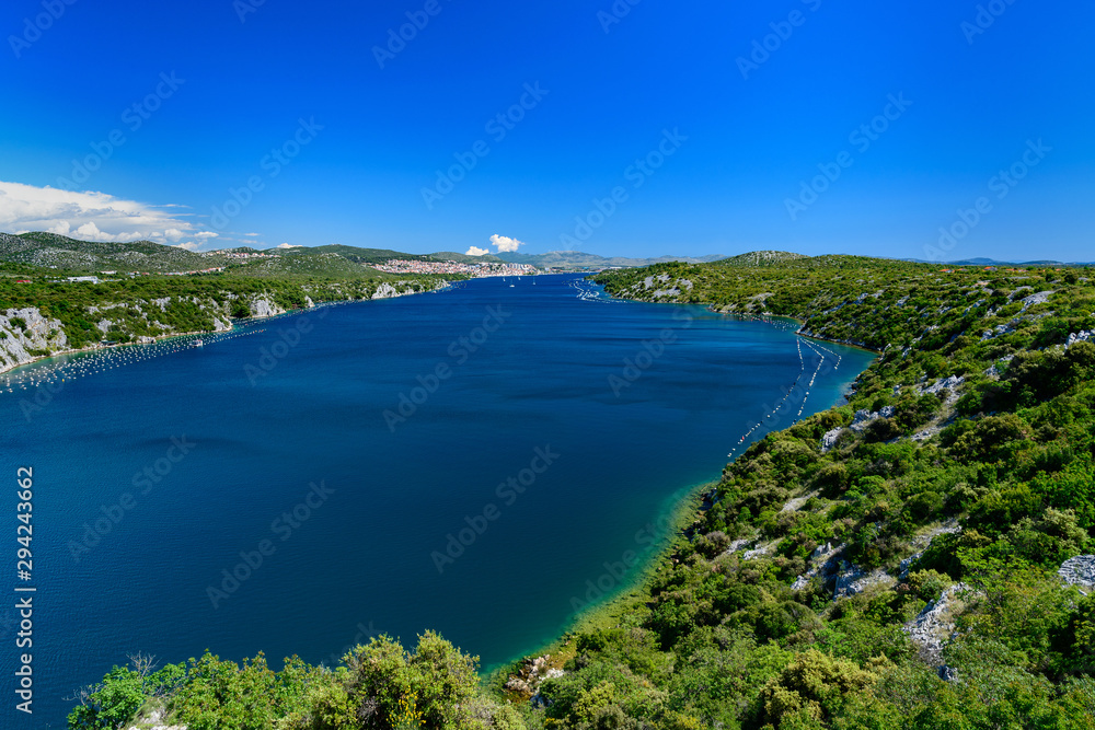 the mouth of the river Krka, a view of Sibenik from the Šibenski Most