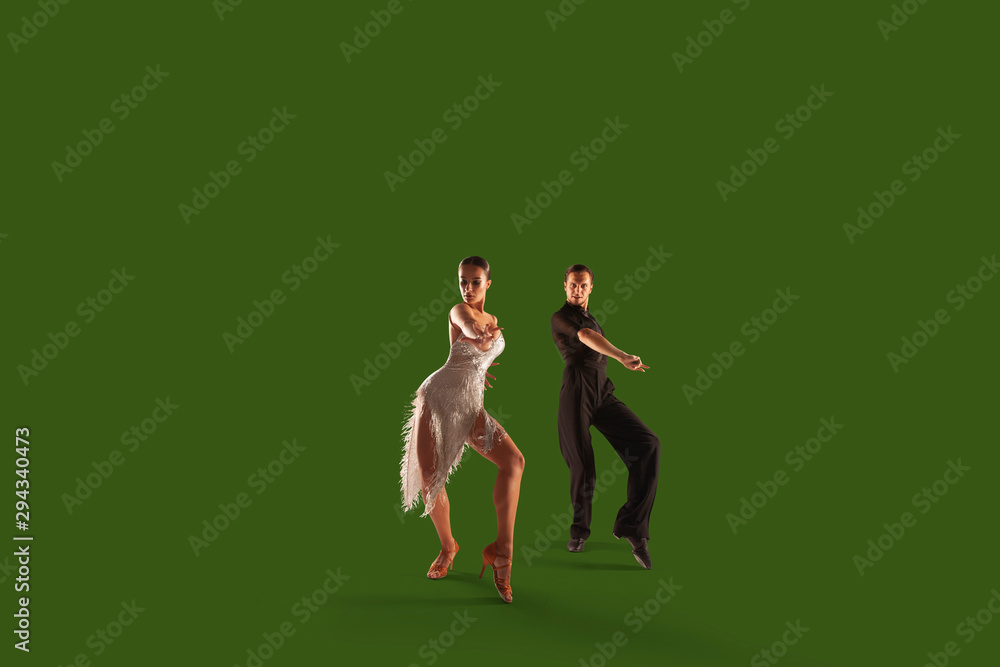 Ballroom dancing isolated on green screen.