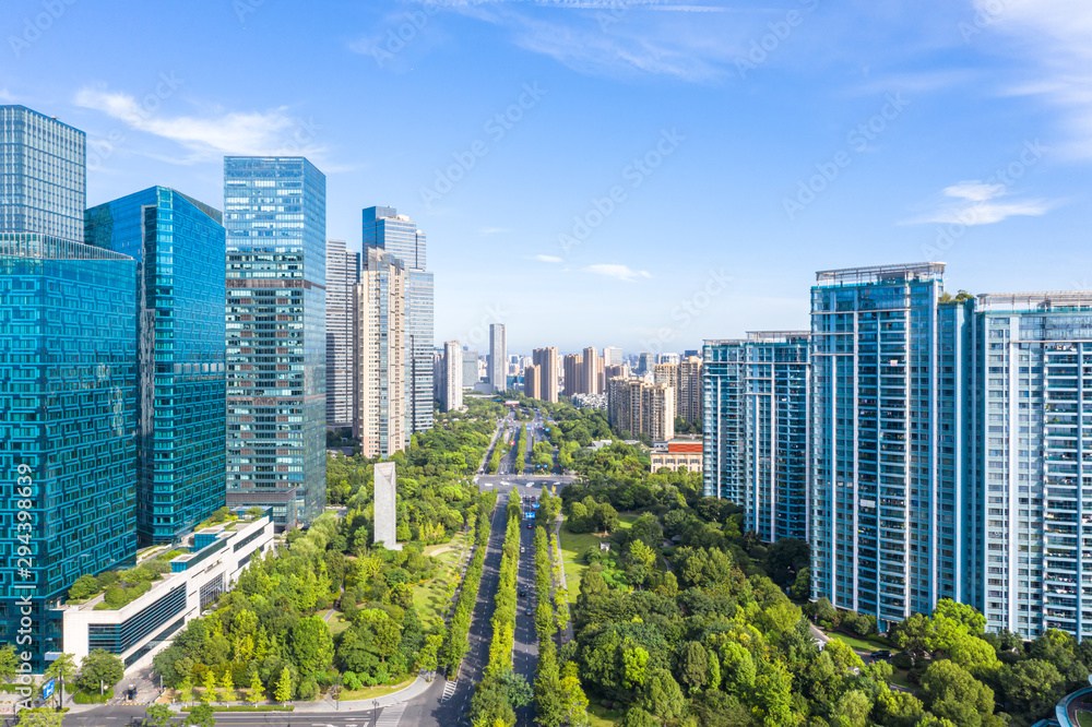 city skyline in hangzhou china