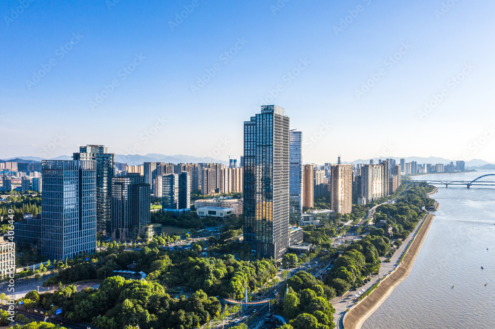 city skyline in hangzhou china