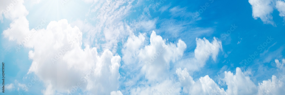 Beautiful blue sky cloudsfor background. Panorama of sky.