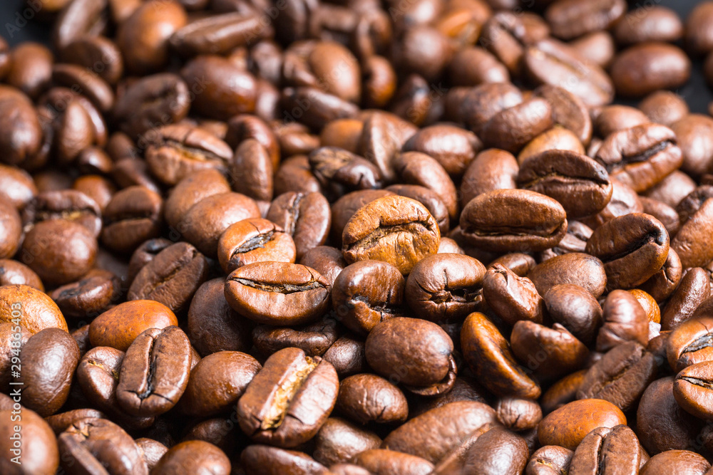 Coffee beans in the automatic coffee grinder