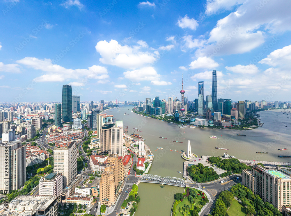 city skyline in shanghai china