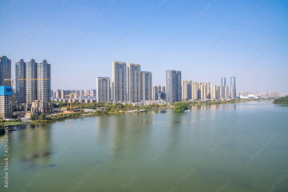 Meixi Lake City Island Viewing Platform and Construction of Intensive Real Estate in Changsha City, 