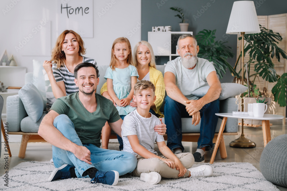 Portrait of big family at home