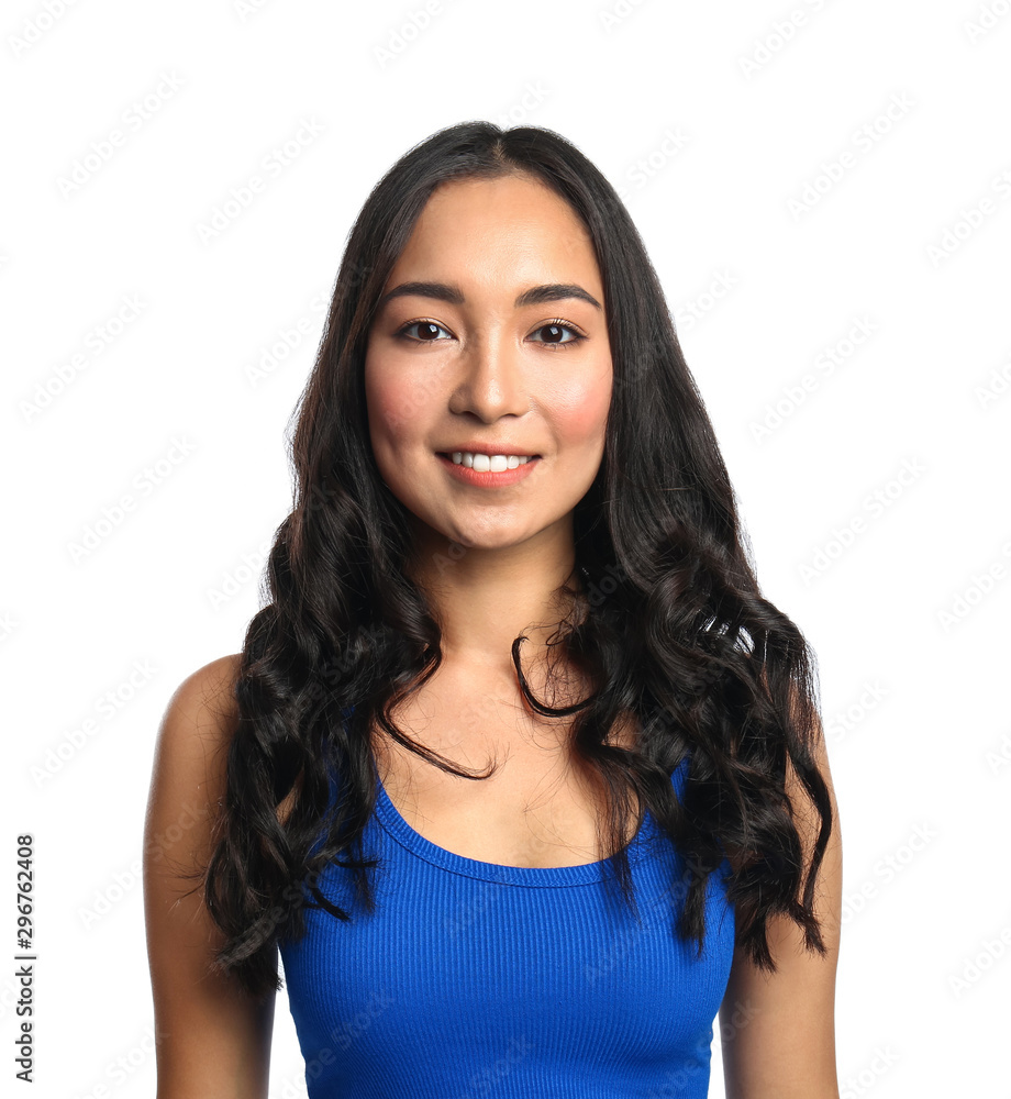 Beautiful Asian woman on white background