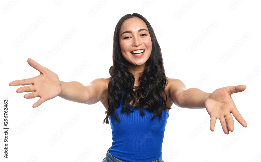 Beautiful Asian woman on white background