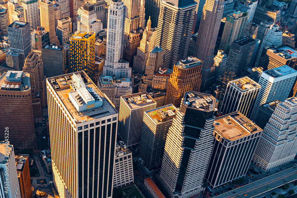 Aerial view of lower Manhattan New York City