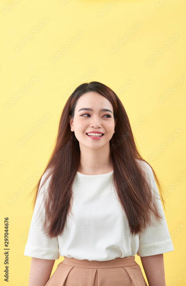 Happy young Asian woman close up shot