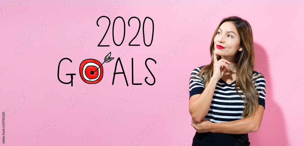 2020 Goals with young woman in a thoughtful pose