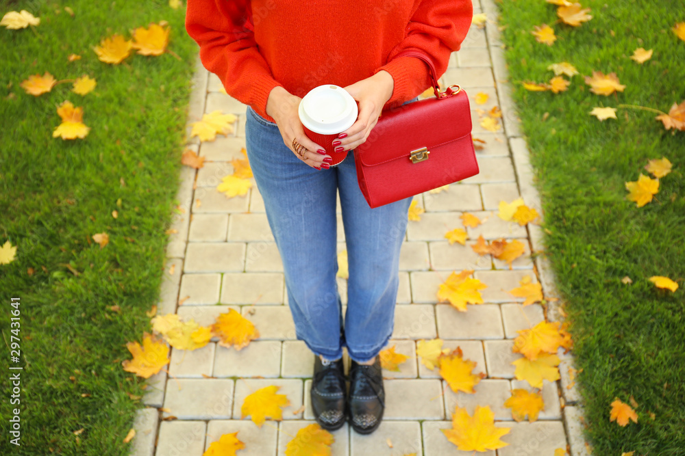 Beautiful young woman in autumn park