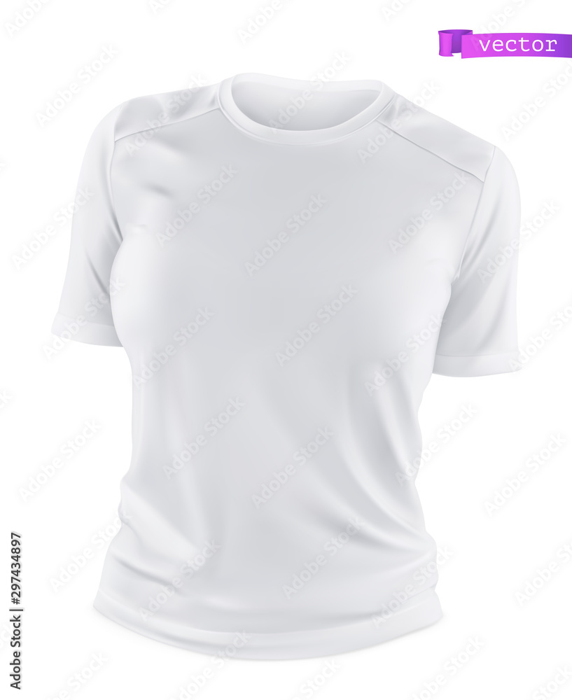 White t-shirt mockup. 3d realistic vector