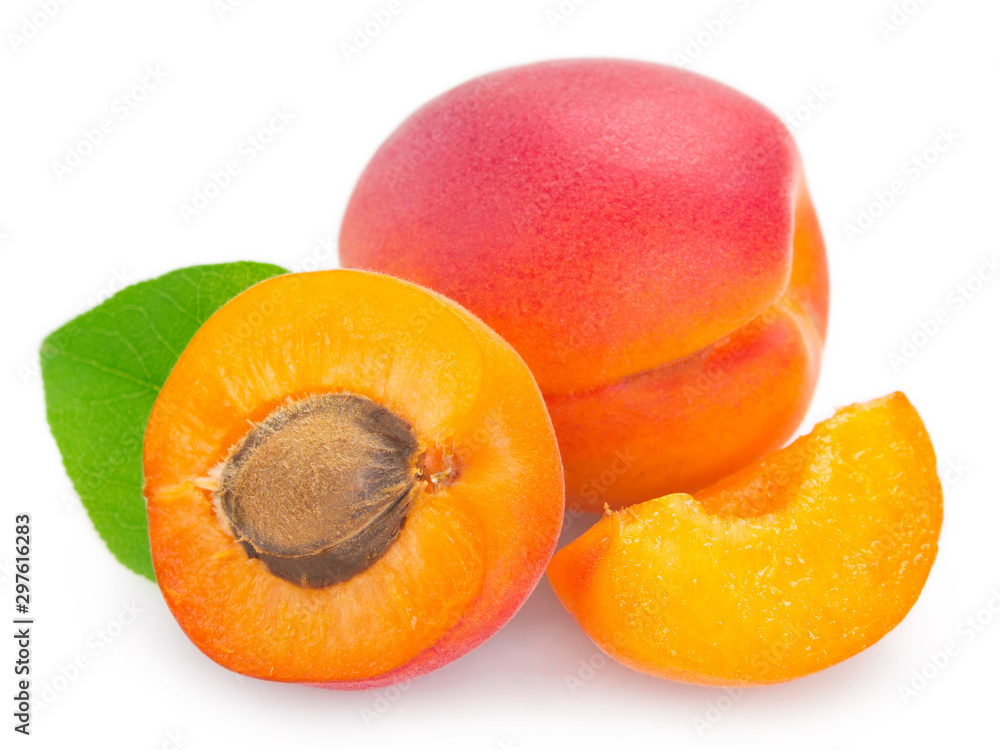 Fresh apricot on white background