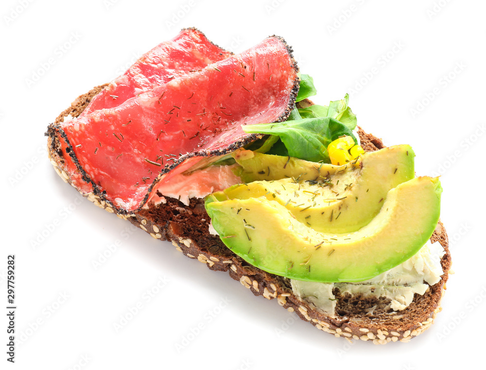 Tasty sandwich on white background