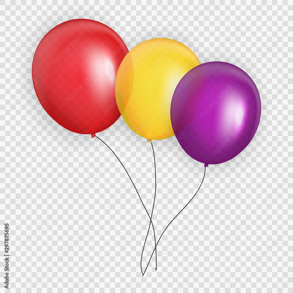 Group of Colour Glossy Helium Balloons Background. Set of  Balloons for Birthday, Anniversary, Celeb