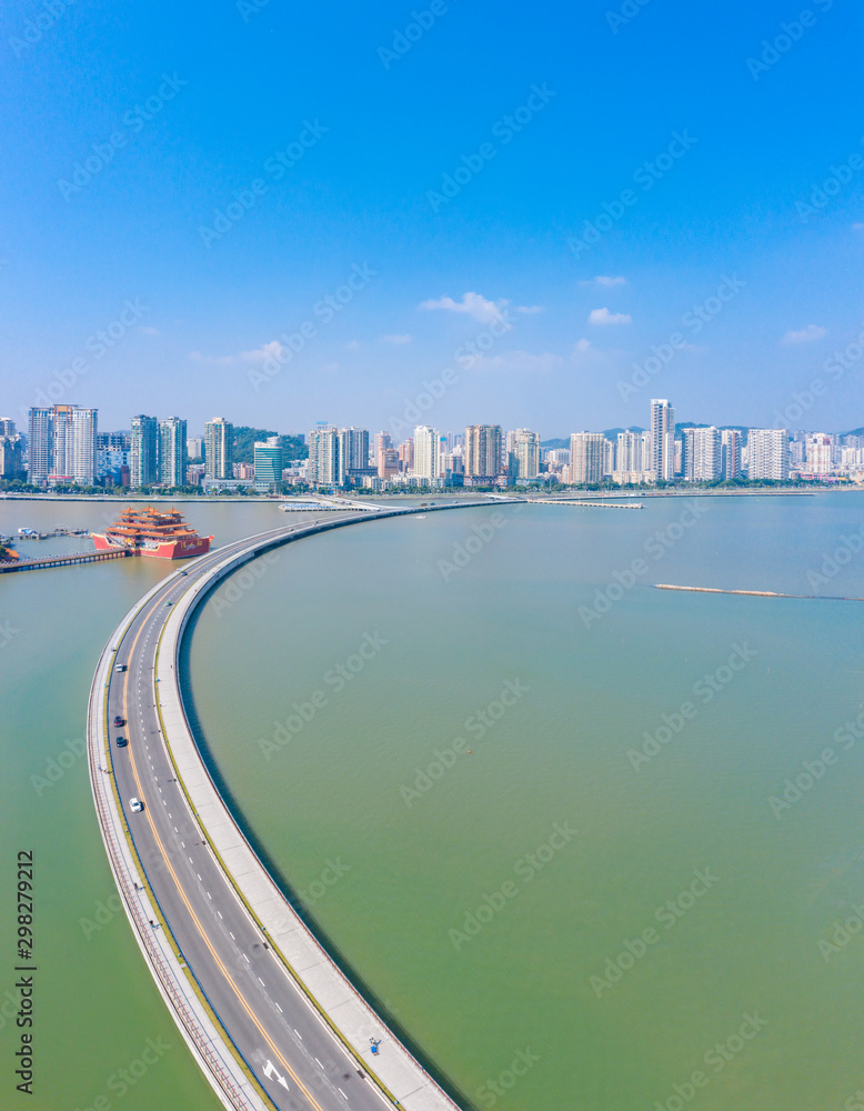 Waterfront view of CoupleS Road, Zhuhai City, Guangdong Province, China