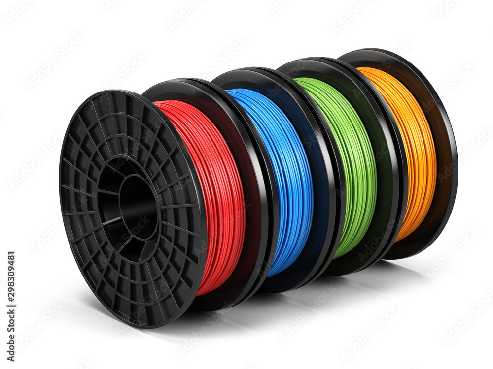 3d printing filament spool isolated on white background. Material for 3d printer. 3d illustration