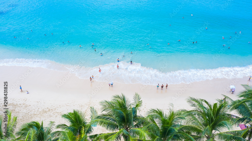 Aerial view Surin beach in Phuket, southern of Thailand, Surin beach is a very famous tourist destin