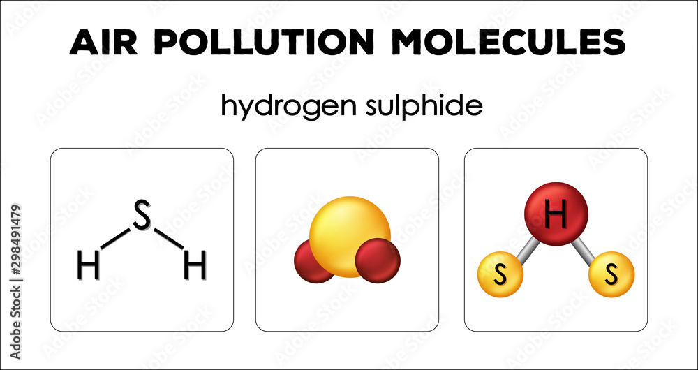 硫化氢空气污染分子示意图